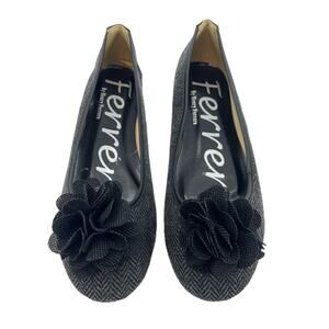 Henry Ferrera Size 9 Fiesta Black & Gray Houndstooth Ballet Flats Slip On Shoes